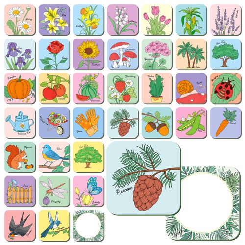 Hebayy Memory Matching Game, 72 PCS Grow A Garden Matching Cards for Toddlers 36 Designs Memory Cards Educational Toys for Preschool 4 5 6 Years Old