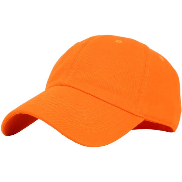 KB-LOW ORG Classic Cotton Dad Hat Adjustable Plain Cap. Polo Style Low Profile (Unstructured) (Classic) Orange Adjustable