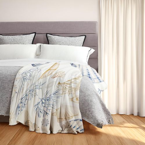 MIEPOS Nautical Charm Sea Shells and Starfish Throw Blanket - Soft Cozy Flannel - Lightweight, Warm, and Fuzzy, Perfect for Couch, Travel - Fluffy, Decorative Oceanic Home Accessory 50×60 Inch
