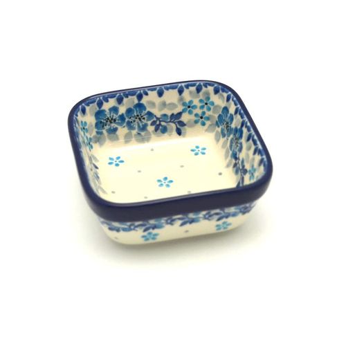 Polish Pottery Ramekin - Square - Flax Flower