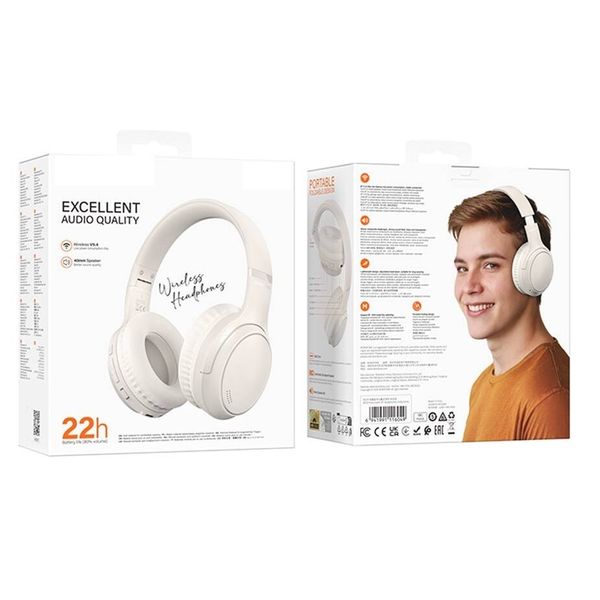 Lightweight Adjustable Headband Soundproof Bluetooth Wireless Headphones (White)
