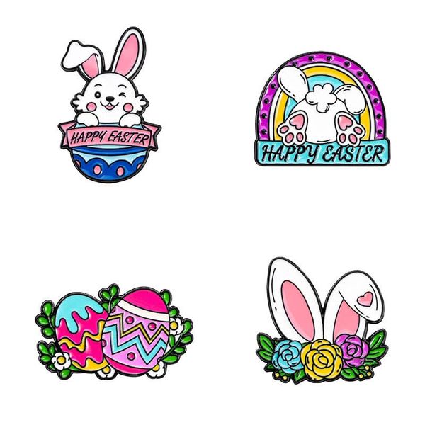 Set Happy Easter Bunny Cute Rabbit Pin Badge Brooch Memorabilia Gift Decorations
