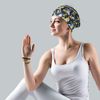 4 Pieces Satin Lined Sleep Cap Double Layer Silk Sleeping Bonnet Slouchy Beanie Slap Hat for Women Curly Hair (Orange, Blue Leaves, Orange Grid, Black Spiral)