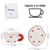 Cute Ceramic Coffee Mug Saucer Set Heart Pattern Unique Handle Dishwasher Safe