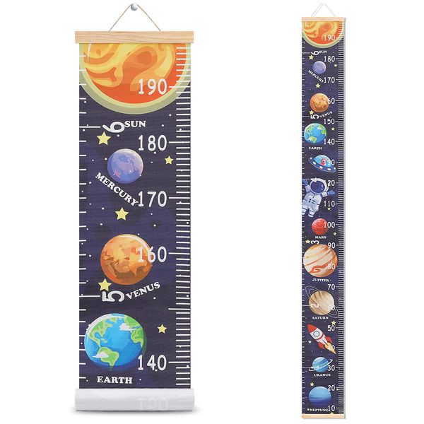 HIFOT Kids Growth Chart Height Measuring Chart, Outer Space Canvas Wall Hanging Rulers for Baby Children Kids Boys Bedroom Decor 74.8''* 7.87''