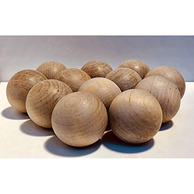 Hockey Revolution Swedish Embroidery Handling Balls – Unpainted Hardwood No-Bounce Training Device – for Ground Dripping Skills, Deces, Fakes and Handling Drill, 5 cm, Pack of 12