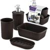 Decorative Brown Bathroom Accessory Set, Plastic 4 Pk. Ribbed Design Soap Holder