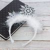 LUX ACCESSORIES Christmas Snowflake with White Fur Headband