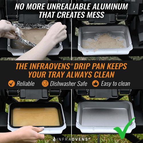 INFRAOVENS Drip Pan Liner for Ninja Woodfire Outdoor Grill OG701 OG751 Reusable Non Disposable Tray and Waterproof Cheat Sheet Cooking Guide Accessory for Wood Fire Grill Smoker 7-in-1 & Air Fryer