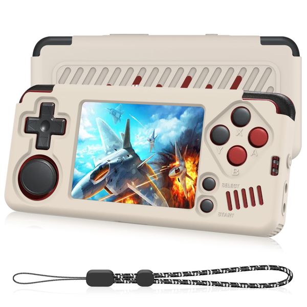 SKRVGOJFG Miyoo A30 Silicone Case, Anti-Slip, Shock Proof, Soft Protective Case for Miyoo A30 Retro Handheld Game Console with Lanyard - White