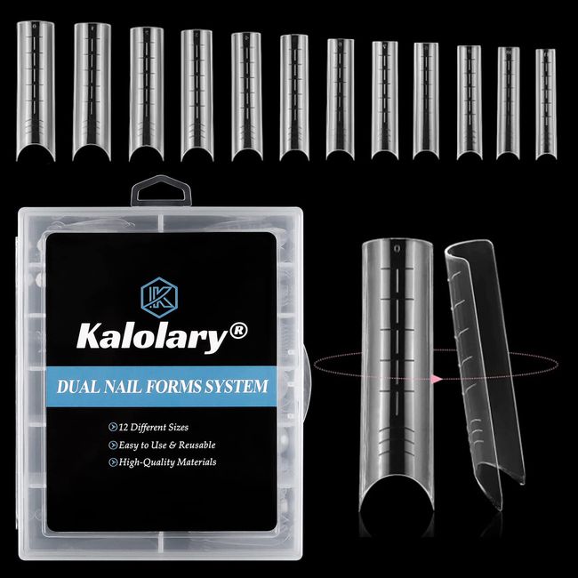 Kalolary 120PCS Clear Gel Nail Mold Full Cover Dual Nail System Forms C Curve Nail Form Mold Nail Extension Tips Nail Art Manicure Tools