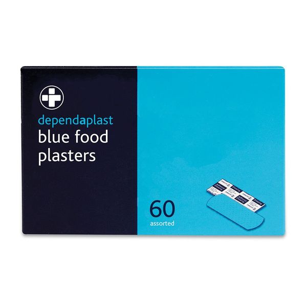 Reliance Medical Dependaplast Wash Proof Blue Plasters. First Aid Kits Refill, Sterile, Low-Allergy Adhesive, Reliance Medical BS8599-1 Storage Dispenser Box In A Pack Of 5 Contains 300 Blue Plasters