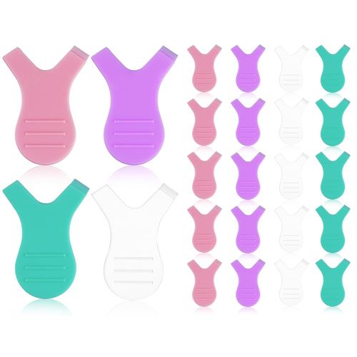 Lhbwhiz Confezione da 20 pennelli per ciglia in silicone,pettine per sollevamento ciglia a forma di Y,pennello per innesto per ciglia in silicone(verde,rosa,trasparente,viola)