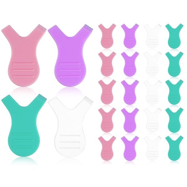 Lhbwhiz Confezione da 20 pennelli per ciglia in silicone,pettine per sollevamento ciglia a forma di Y,pennello per innesto per ciglia in silicone(verde,rosa,trasparente,viola)