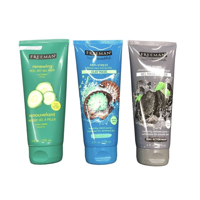 3 Pack Freeman Facial Mask Variety Pack 6 fl oz each