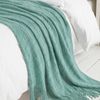 BOURINA Textured Solid Soft Sofa Throw Couch Cover Knitted Decorative Blanket, Turquoise, 127x152cm
