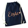 Flox Creative Navy Drawstring Bag Eight Rose Gold