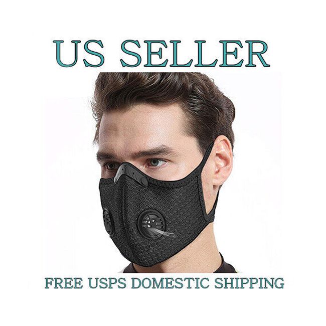 Nylon Mesh Face Mask w/ Replaceable PM2.5 HEPA Carbon Filter (Solid Black)