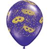 11" Mardi Gras Masks-A-Round Balloons (100 ct)