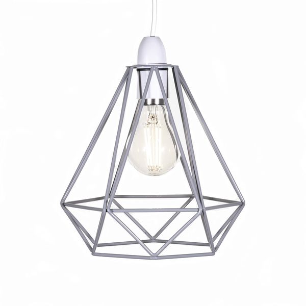 GIGGI Grey Lampshade for Ceiling, Lamp Shades | Light Shade Ceiling Light Industrial Wire Basket Metal Basket Pendant Lighting Ceiling Light Shade, Lamp Shades Ceiling for Indoor Pendant Light Shade