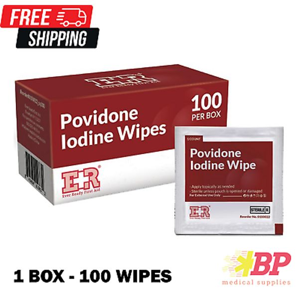 Ever Ready First Aid Povidone Iodine Wipes – 100 Count