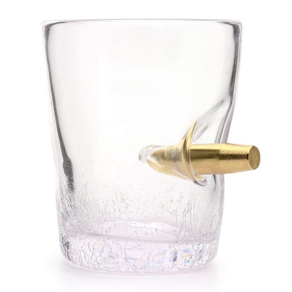 Novelty Tumbler Spirit Shot Glass - by CKB Ltd Single 300ml Glass with Bullet Shot in The Glass Tasting Tumblers for Drinking Scotch Bourbon Whiskey Brandy