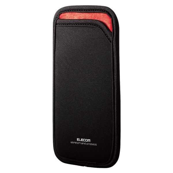 Elecom P-04SNCBK Smartphone Pouch, Single Storage, Small, Slip-in Type, Back Pocket, Black