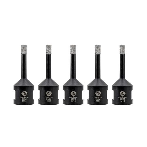 FOCSTOL Diamond Core Drill Bit - 5pcs 6mm Diamond Hole Saw for Porcelain Ceramic Tile Marble Granite Quartz M14 Thread