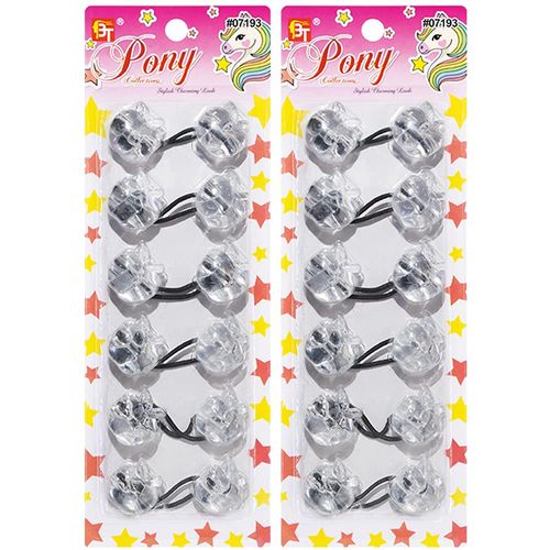 12 Pcs Hair Ties 20mm Ponytail Holders Elastic Colorful Cartoon Design Hairband Accessories for Kids Children Girls Women All Ages (Apple - Clear)