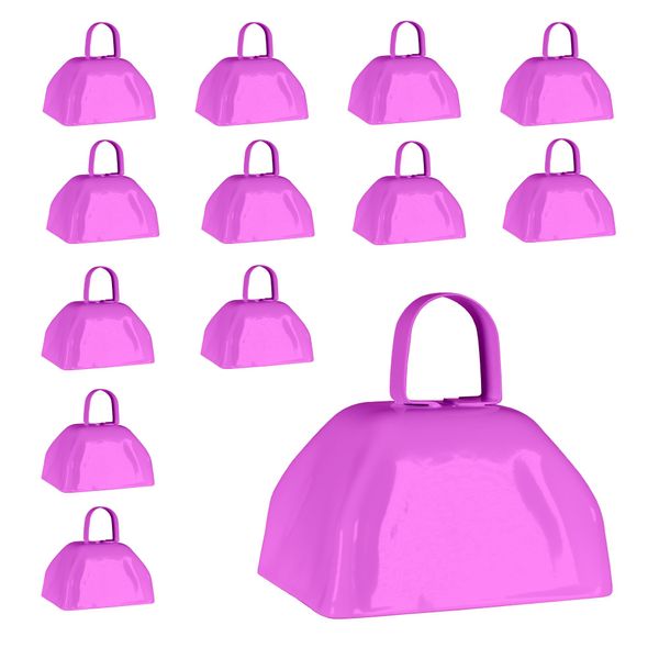 Windy City Novelties Metal Cowbell Novelty Noise Makers - 3 inch - 12 Pack Pink