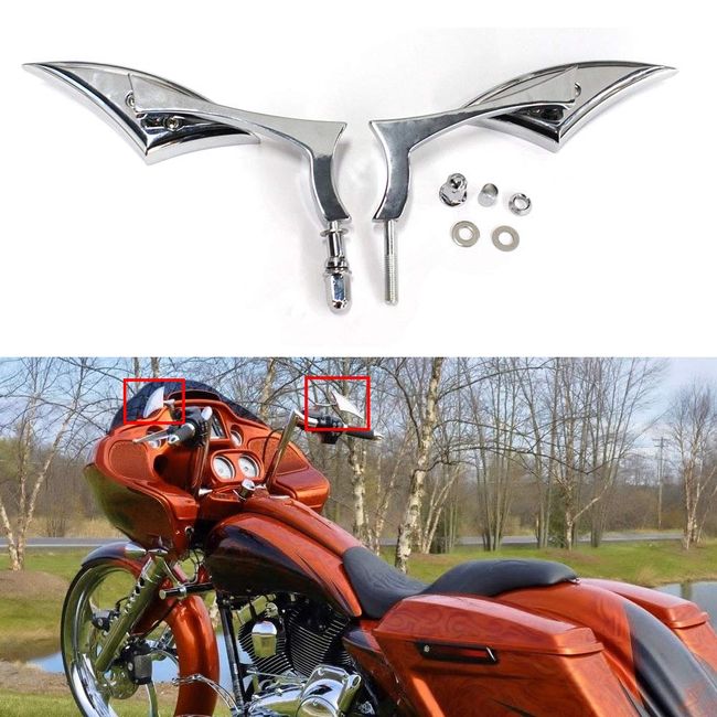 Chrome Motorcycle Cruiser Blade Mirrors For Harley Davidson Street Glide FLHX