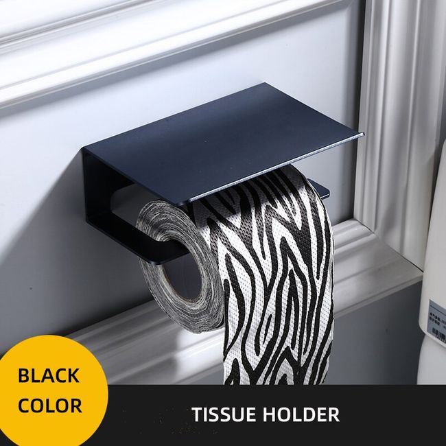 Multi-functional Toilet Paper Roll Tissue Holder Bathroom Black A