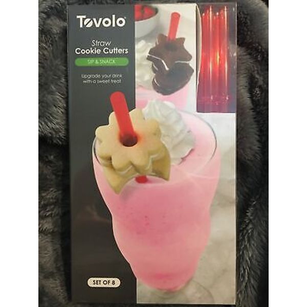 Tovolo Mini Cookie Cutters & Straws 8 Set Bite-Sized Heart Star Flower Moon Fun