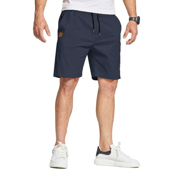 JustSun Kurze Hosen Herren Shorts Sommer Chino Stretch Baumwolle Freizeithose Kurze Jogginghose Sporthose Sport Elastische Taille mit Taschen Blau M