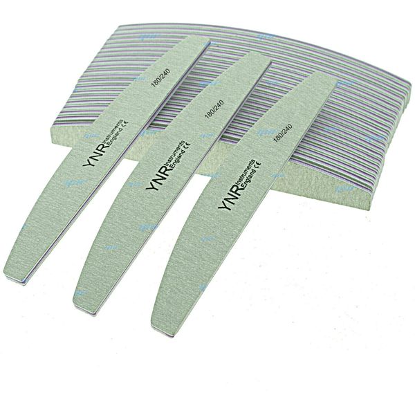 Professional Nail Files Double Sided Emery Board(180/240 Grit) Nail Styling Tools Half Moon/Curved/Diamond Buffer Pet Grooming Tools (10 Pcs)