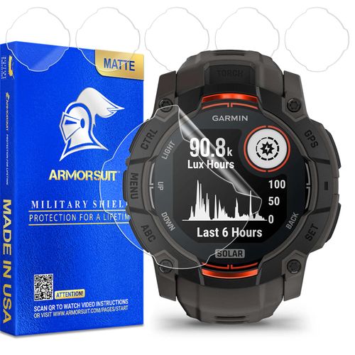 ArmorSuit 6 Pack for Garmin Instinct 3 50mm (AMOLED/Solar) Anti-Glare Screen Protector MilitaryShield Matte Film - Made in USA