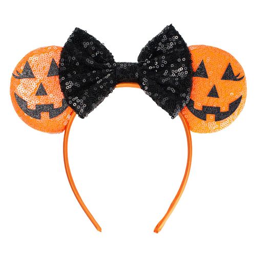 JIAHANG Halloween Mouse Ears Headband Sequin Bow Pumpkin Hair Hoop, Party Decoration Costume Headwear Hair Accessories for Women Girls