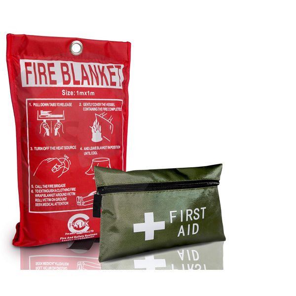 1st aid Kit + Fire Blanket Large 1 METER X 1 METER (SOFT CASE)
