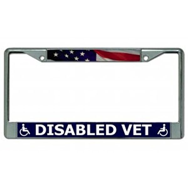 Disabled Vet Chrome License Plate Frame