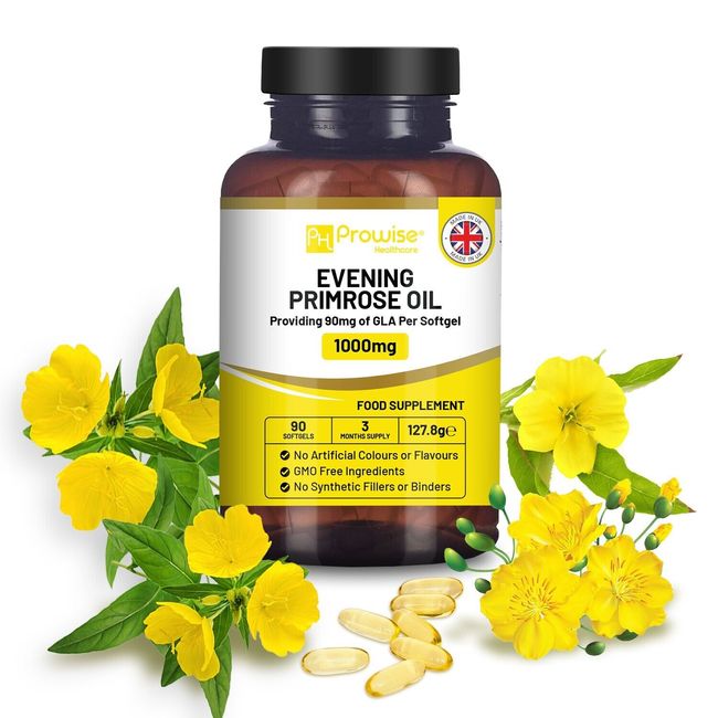 Evening Primrose Oil 1000mg | 90 Softgel Capsules | Pure Cold Pressed I Prowise