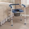 Folding Commode with Padded Seat, Portable Toilet and Bedside Commode Chair
