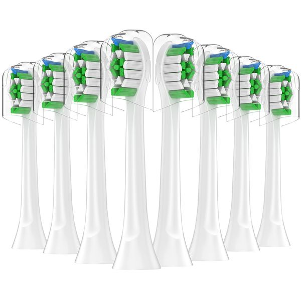 KHBD Toothbrush Heads Compatible with Philips Sonicare Electric Toothbrush, Replacement Brush Heads Fit for EasyClean, Gum Health, FlexCare, HealthyWhite Brush-White-8 Pack