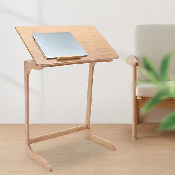 Height Adjustable Natural Bamboo Laptop Desk Rectangle Home Portable USA