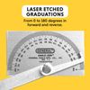 General Tools Angle Protractor #17 Stainless Steel Square Head - Measuring Tool for Carpenters & Woodworking Hobbyists