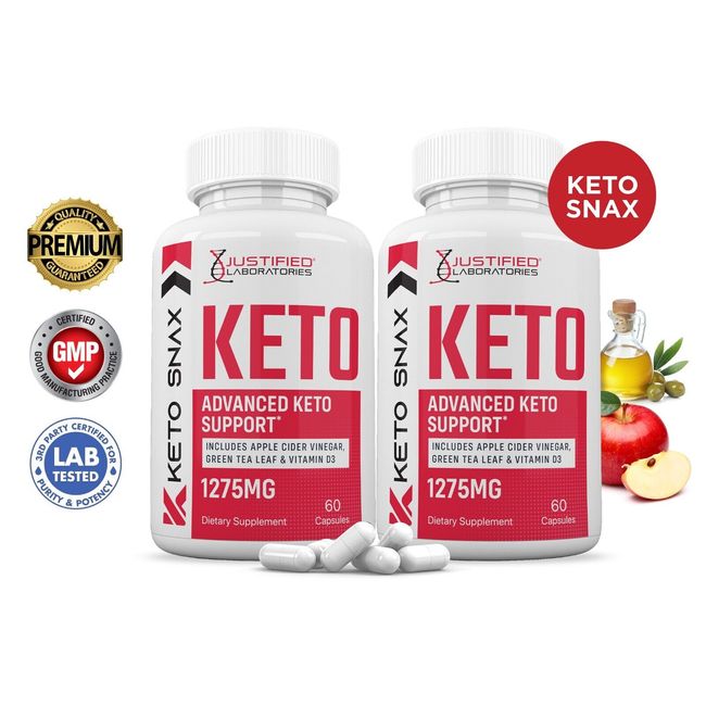 Keto Snax ACV Pills 1275 MG Stronger Than Gummies Keto Support 2 Bottle