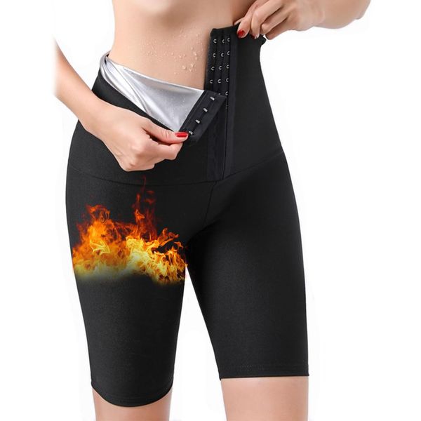 Sauna Shorts Damen, High Waist Sauna Jogginghose, Sauna Sporthose, Saunaanzüge Shorts, Damen Schwitzhose Zum Abnehmen, Bauch Weg Sportleggins, Schwitzen Body Shaper Jogginghose für Gym Laufen Yoga