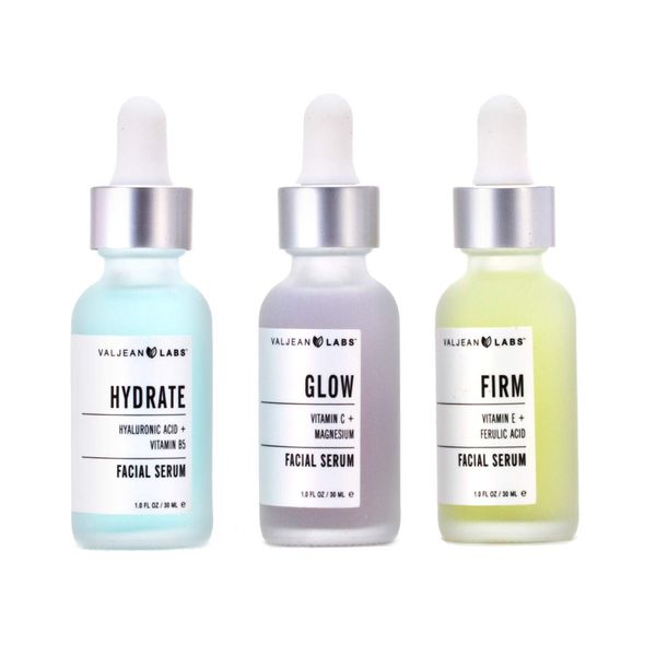 Valjean Labs Facial Serum, Combo Pack of Hydrate, Glow, and Firm | Supercharg...