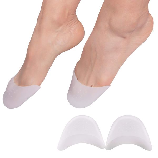 2 Pairs Soft Silicone Gel Toe Protectors Covers Faireach Toe Caps Metatarsal Pads with Forefoot Cushion Ballet Pointe Dance High Heel Shoe Pads 4 PCS