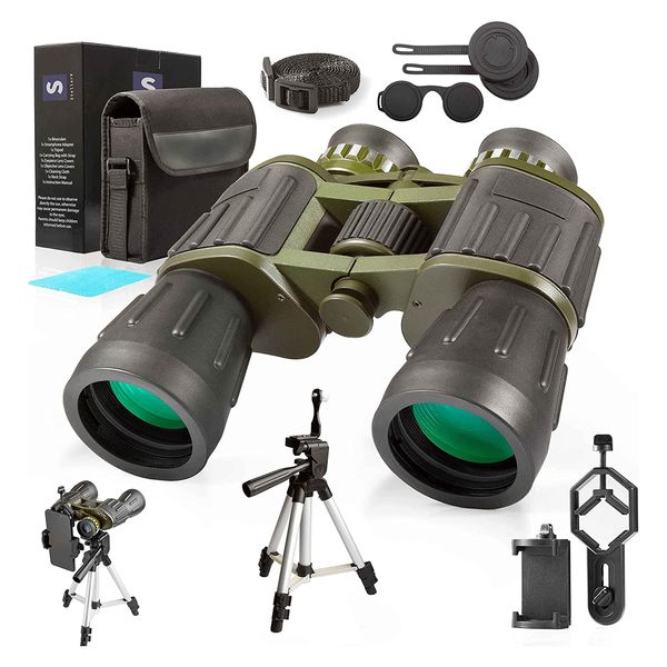 12X50 Full Size Binoculars for Adults with Photography Video Kit [Upgraded] Pro Tripod & Carrying Bag & Strap, Easy Focus for Camping,Travel,Stargazing,Bird Watching