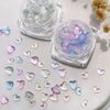 Wabeko Nail Parts Heart Shaped About 100 Pieces Plump Clear Aurora 3D DIY Multicolor Nail Stone Glitter Nail Set 5mm 6mm with Case